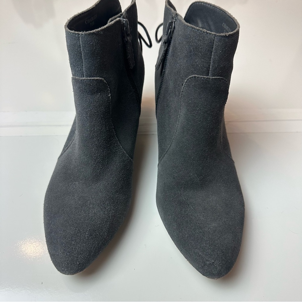 Tahari Gray Suede Ankle Boots | Block Heel · Neutral Capsule / Office Chic - Picture 6 of 11